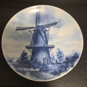 Blue Windmill Ceramic Decorative Plate